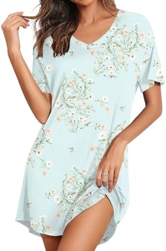 Ekouaer Nightgowns for Women Bamboo Viscose Night Gown Soft Sleep Shirt