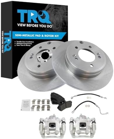 TRQ Rear Brake Pad and Rotor Set Semi Metallic Calipers Compatible with 2015 Hyundai Sonata