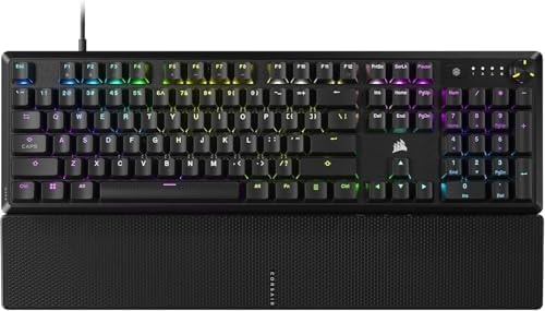 CORSAIR K70 CORE RGB Mechanical Wired Gaming Keyboard with Palmrest – Pre-Lubed MLX Red Linear Switches, SOCD, ABS Double-Shot Keycaps, Sound Dampening, Media Control Dial, QWERTY NA – Black