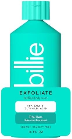 Billie Exfoliate Womens Body Wash, Buffing, Tidal Rose Scent, 18 Fl Oz
