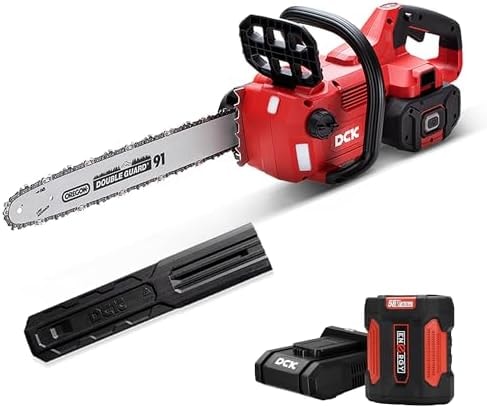 DCK 58V Cordless Chainsaw 16 Inch, Brushless Electric Chain Saw with 4.0Ah Battery & 5A Charger, Oregon Bar, Mechanical Brake & LED Light for Tree Trimming & Wood Cutting (KDCS58161BDM)
