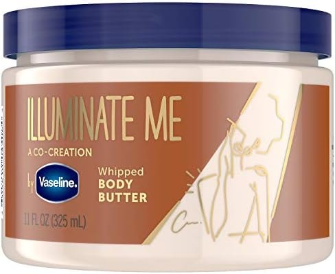 Vaseline Illuminate Me Shea Butter Whipped Body Butter for Melanin Rich Skin Provides 24 Hour Moisturization for Dry Skin 11 oz