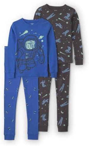 Carter's Boy 4-Piece Tight Fit Cotton Pajama Set, Space Blue Astronaut, 4