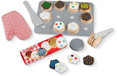Melissa & Doug Slice & Bake Cookie Set with Wooden Play Food, Colorful Toppings & Play Kitchen Accessories, Preschool Learning Toys for Girls & Boys 3+