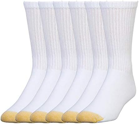 GOLDTOE Men's 656S Cotton Crew Athletic Socks, Multipairs, White (6-Pairs), X-Large