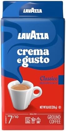 Lavazza Crema e Gusto Ground Coffee, Medium Roast, Arabica and Robusta Blend, 8.8 oz Brick (Pack of 4)