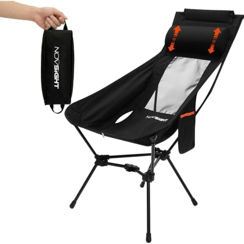 Portable High Back Camping Chairs with Thick Pillow, Camp Chairs for Adults