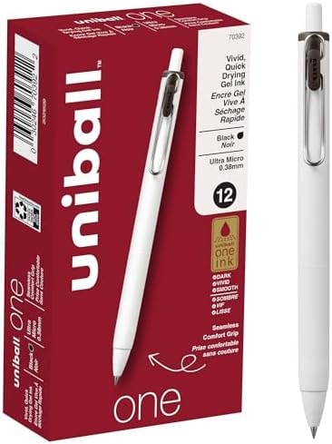 Uniball One Gel Pen 12 Pack; 0.38mm Ultra Micro Black Pens; Gel Ink Pens | Office Supplies Sold by Uniball are Pens; Ballpoint Pen; Colored Pens; Gel Pens; Fine Point; Smooth Writing Pens