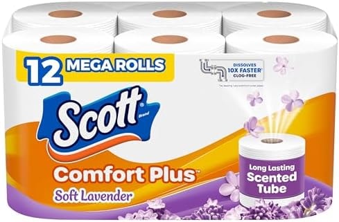 Scott ComfortPlus Scented Tube Toilet Paper, 12 Rolls, 310 Sheets per Roll