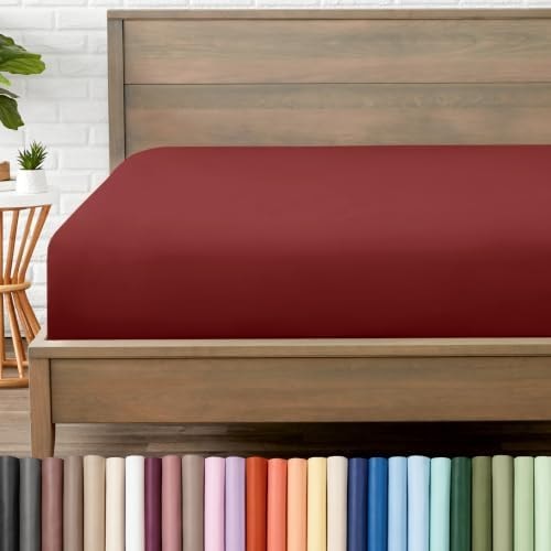 Bare Home Twin XL Fitted Sheet - 1800 Ultra-Soft (Twin XL, Rosewood)