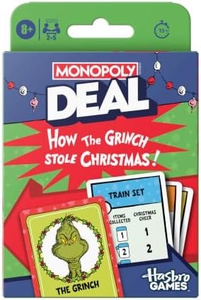 Monopoly Deal: How the Grinch Stole Christmas! Edition Card Game | Officially Licensed Dr. Seuss Family Games | 2-5 Players | 15 Mins. | Ages 8+
