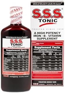 S.S.S. Tonic Liquid Iron & Vitamin B Supplement with B1, B2 & B3, 10 Fl Oz