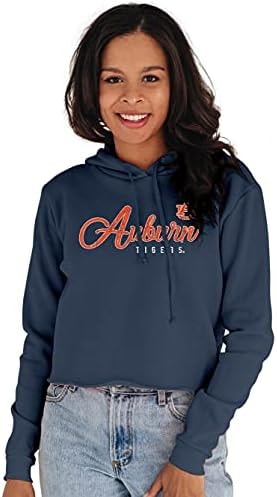 Blue 84 Women's Auburn Tigers Vintage Crop Hoodie, Auburn Tigers Navy, Medium
