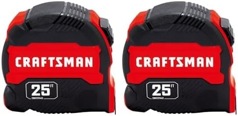 CRAFTSMAN Tape Measure 25 ft, 2 Pack, Compact Easy Grip Measuring Tape with Fractions (CMHT95625S)