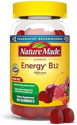 Nature Made Vitamin B12 Gummies 1000 mcg per serving, Dietary Supplement for Energy Metabolism Support, B12 Vitamins, 150 Gummy Vitamins, 75 Day Supply