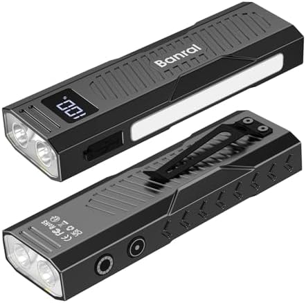 Banral Rechargeable EDC Flashlight, Small Magnetic Flat Pocket Flashlights