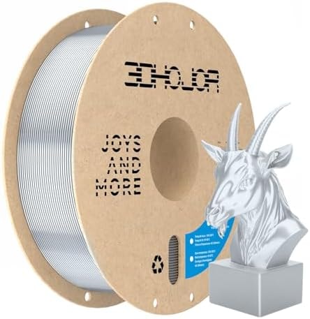 3DHoJor Silk PLA Filament, Silk Shiny 3D Printer Filament 1KG, Metal Silver