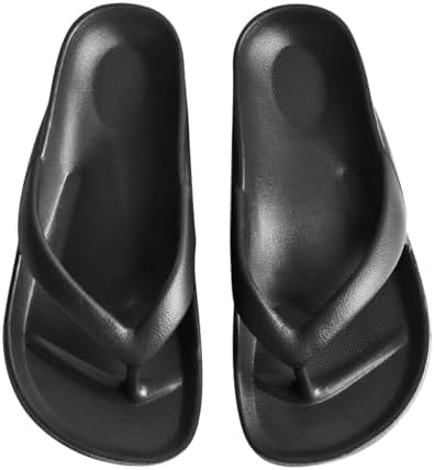 GETOEU Arch Support Flip Flops for Women and Men Soft Cushioning EVA Thong Sandals with Thick Sole, Non-Slip Quiet Outsole, Shock Absorbing Shower & Beach Flip Flops,Black