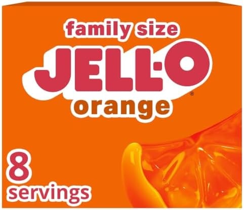 Jell-O Gelatin Dessert Mix, Family Size, Orange, 6 oz Box