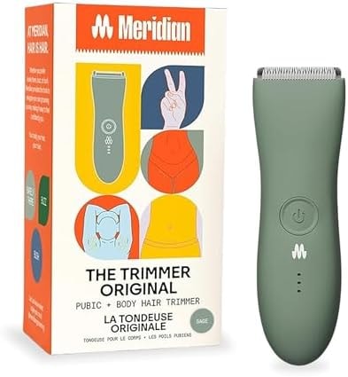 MERIDIAN The Trimmer Original - Body Hair Trimmer for Men, Electric Shaver for Pubic Hair, Chest, Legs & Bikini, Waterproof & Rechargeable, Sage