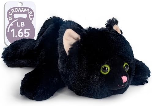 Marysun Microwavable Black Cat Stuffed Animal - Weighted Stuffed Animal Plush, Heating Pad, Cozy Gift for Girls|Women|Kids|Elder People, 9.8in, 1.65lb