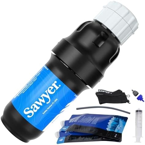 Sawyer Products SP129 Squeeze Water Filtration System w/Two 32-Oz Squeeze Pouches, Straw, and Hydration Pack Adapter