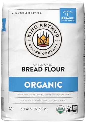 King Arthur 100% Organic Bread Flour, Unbleached, 5 lb (Pack of 1) - Non-GMO Project Verified, No Preservatives