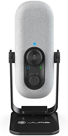 JLab Go Talk USB-C Microphone with Cardioid and omnidirectional Modes, Volume Control, Mute, 3.5mm aux, Plug and Play, White