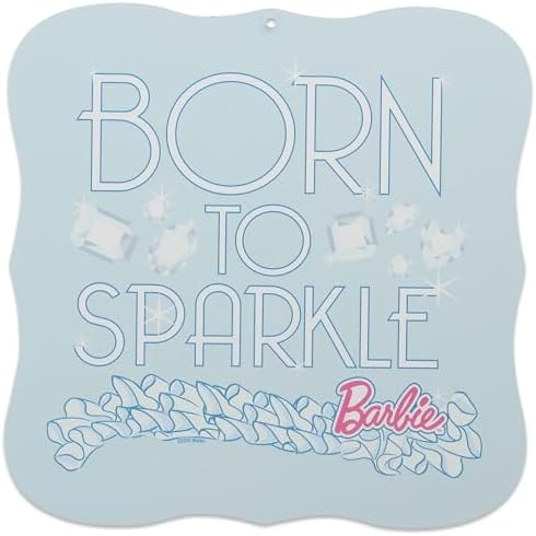 Mattel Barbie Born to Sparkle Metal Wall Decor - Fun Barbie Sign for Bedroom or Play Room