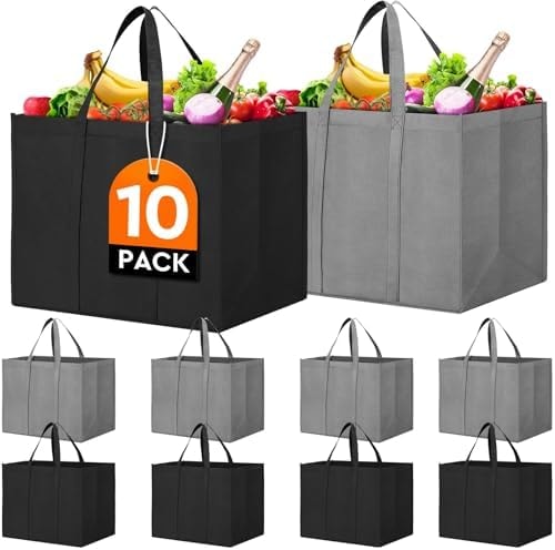 Reusable Grocery Shopping Bags 10 Pack Large Foldable Tote Bags Bulk
