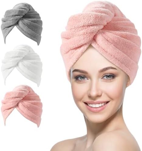 YFONG 3 Pack Microfiber Hair Towels Wrap for Women, Super Absorbent Drying
