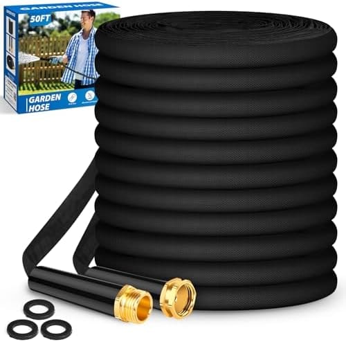 Toolasin Garden Hose 50 FT, Non-Expanding, Lightweight Water Hose with 3/4"