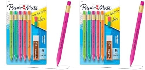 Paper Mate Handwriting Triangular Mechanical Pencil Set with Lead & Eraser Refills, 1.3mm, School Supplies, Office Supplies, Sketching Pencils, Drafting Pencil, Fun Barrel Colors, 8 Count (Pack of 2)