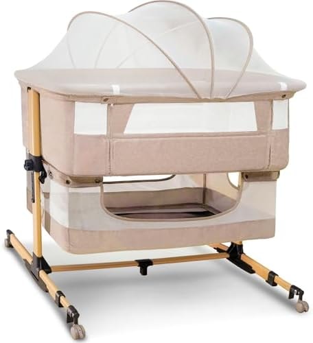 cutebeams Baby Bassinet, 4 in 1 Stable Bedside Bassinet for Baby