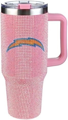 The Memory Company Officially Licensed 40oz Pink Bling Game Day Tumbler, Los Angeles Chargers