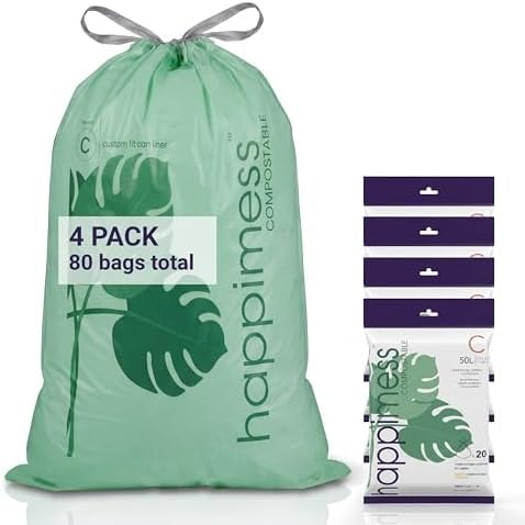happimess Douglas 20-Count Unscented 13.2 Gal Trash Bags, Green, Pack of 4