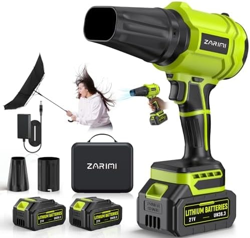 YUQUESEN Cordless Leaf Blower, 980,000 RPM Handheld Leaf Blower with 2 X Batteries & Charger, Lightweight Leaf Blowers for Patio Cleaning, Lawn Care, Leaves, Dust - Deep Green