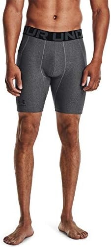 Under Armour Men's Armour HeatGear Compression Shorts, Carbon Heather (090)/Black, Large Tall