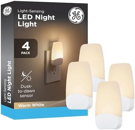 GE Plug in Night Light with Dusk to Dawn Sensor, 4 Pack