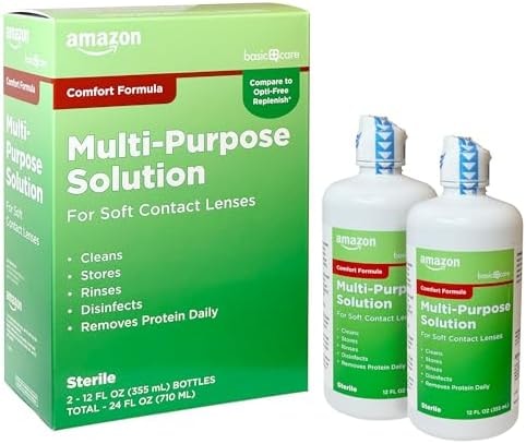 Amazon Basic Care- Multi-Purpose Solution for Soft Contact Lenses - Comfort Formula, 12 fl oz (Pack of 2)