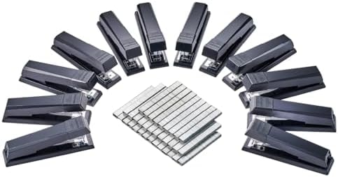 Bostitch Office Stapler, No-Jam Premium for Desktop, Includes 1,250 Staples, Full-Strip, 25 Sheet Capacity, Black, Pack of 12