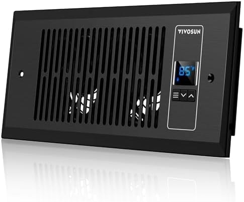 VIVOSUN Quiet Register Booster Fan, Smart Register Vent with Thermostat Control, Fits 4”×10” Register Holes, Heating Cooling AC Vent Fan, Black