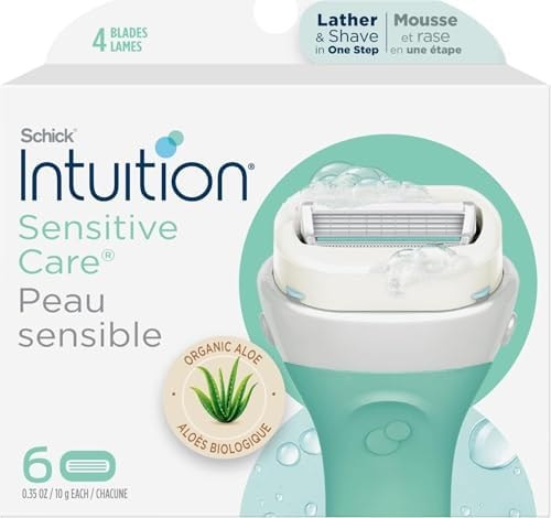 INTUITION Schick Refill, Razors for Women Sensitive Skin | Intuition Razor Blades Refill with Organic Aloe, Razor Refills , 6 Count (Pack of 1)