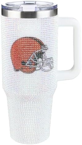 The Memory Company Officially Licensed 40oz White Bling Game Day Tumbler, Cleveland Browns