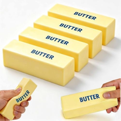 4 Pcs Slow Rising Butter Squishies Fidget Toys Adults, Slow Rebound Stress Balls Stress Relief & Fidget Toys for ADHD, Easter Basket Stuffers Easter Gifts