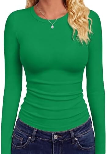 GAYHAY Green Shirt Womens Long Sleeve Fall Fashion Going Out Tops 2026 Y2k