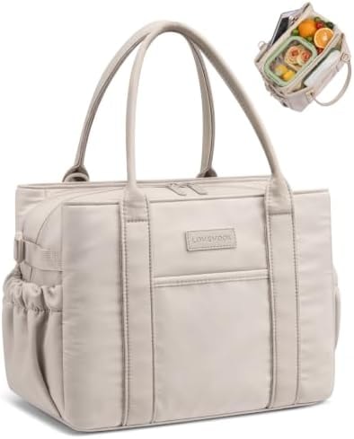 LOVEVOOK Insulated Lunch Bag Women with Triple Compartments & Bottle Holder