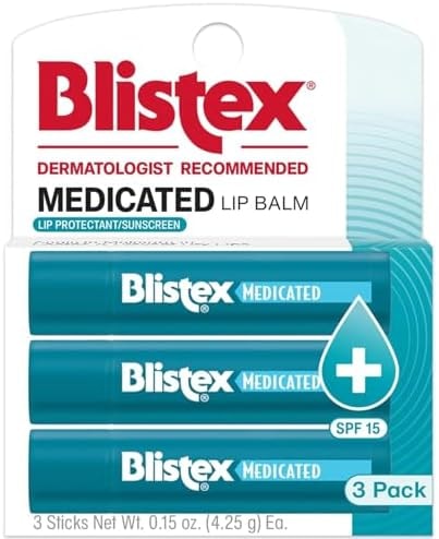 Blistex Medicated Lip Balm SPF 15, 24 Hr Moisture, 0.15 oz, 3 Count