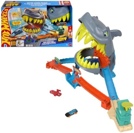 Hot Wheels City Shark Chomp Beach Playset & 1:64 Scale Toy Car