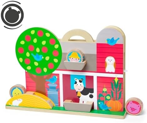 Melissa & Doug GO Tots Wooden Barnyard Tumble with 4 Disks - FSC Certified